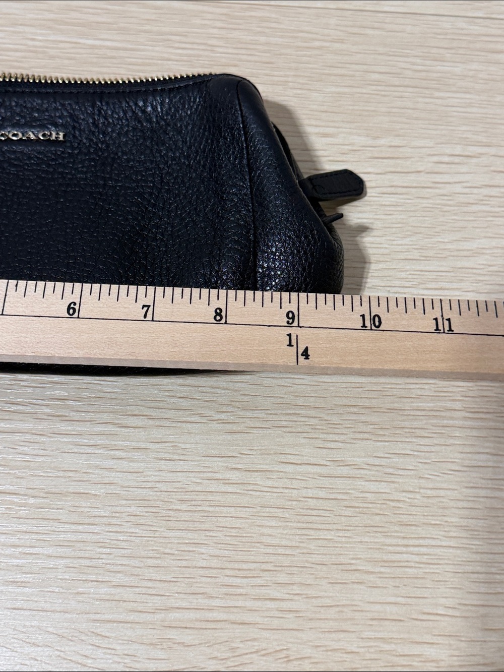 Coach Black Pebbled Leather Wristlet Pouch with Gold Hardware - Picture 5 of 5